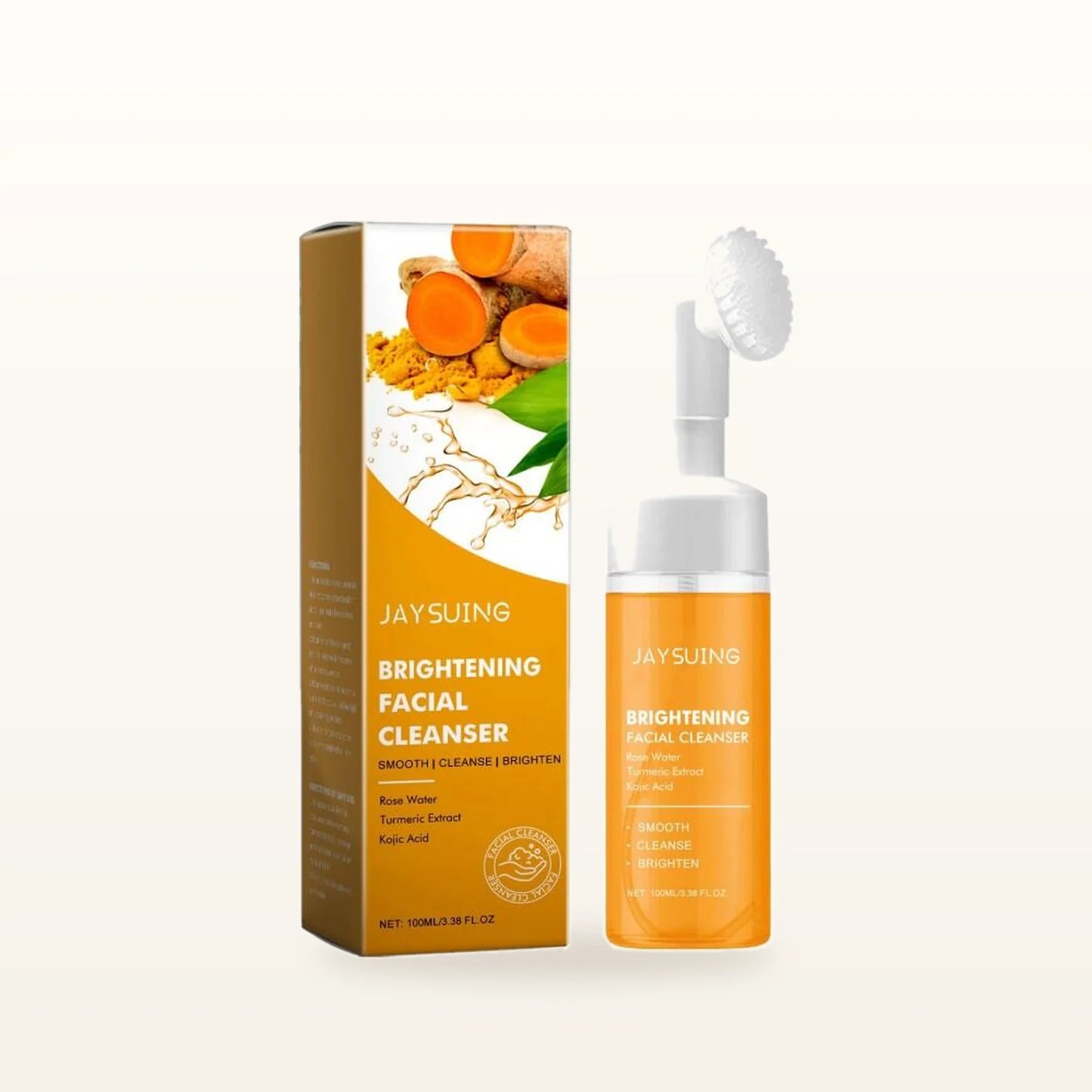 Clean Slate, limpiador facial Cúrcuma y Ácido Kójico sobre fondo marfil cálido